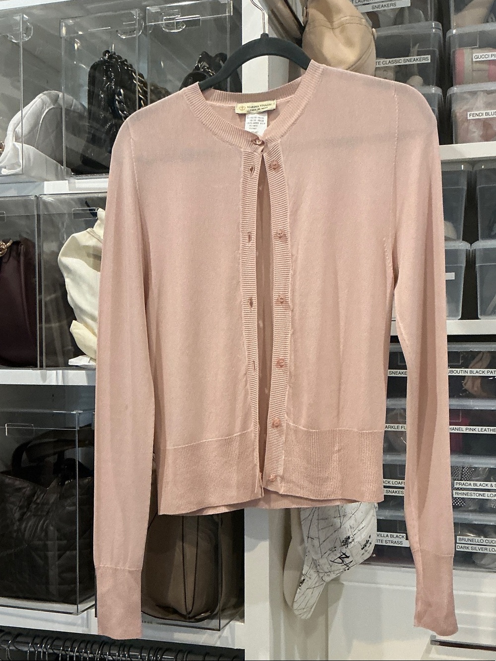 Light Pink Women's Button-Front Cardigan Sweater